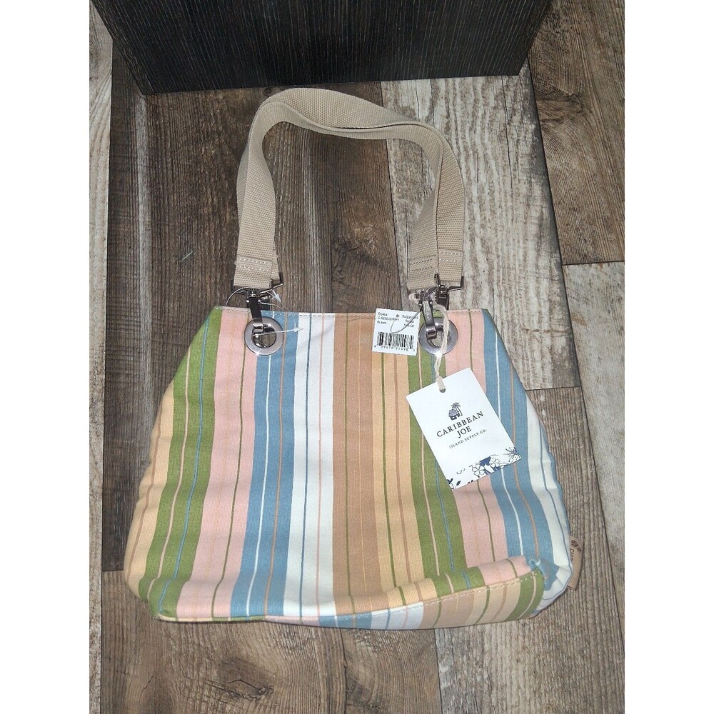 NEW! Carribean Joe Multicolor Striped Canvas Bag